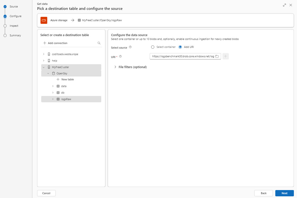 Ingest Data from storage